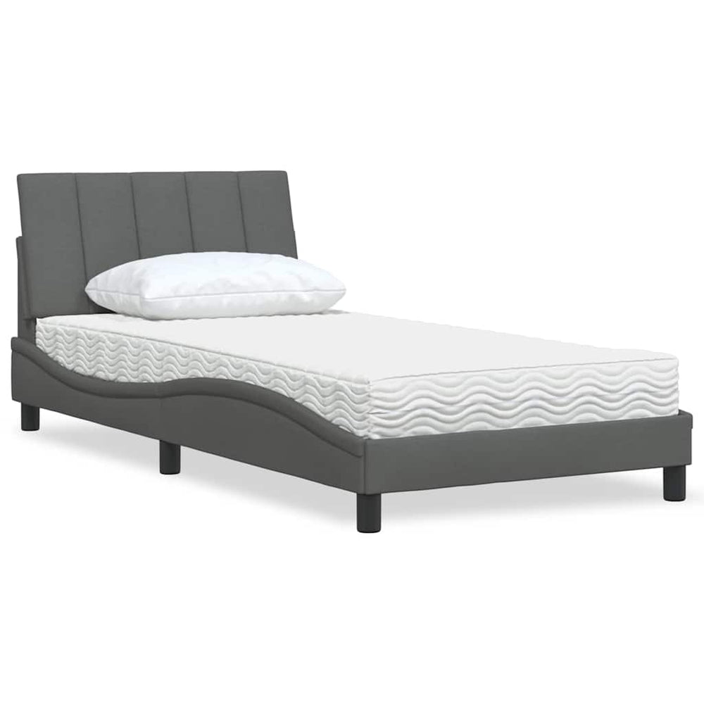 Bett mit Matratze Hanko Dunkelgrau 100x200 cm
