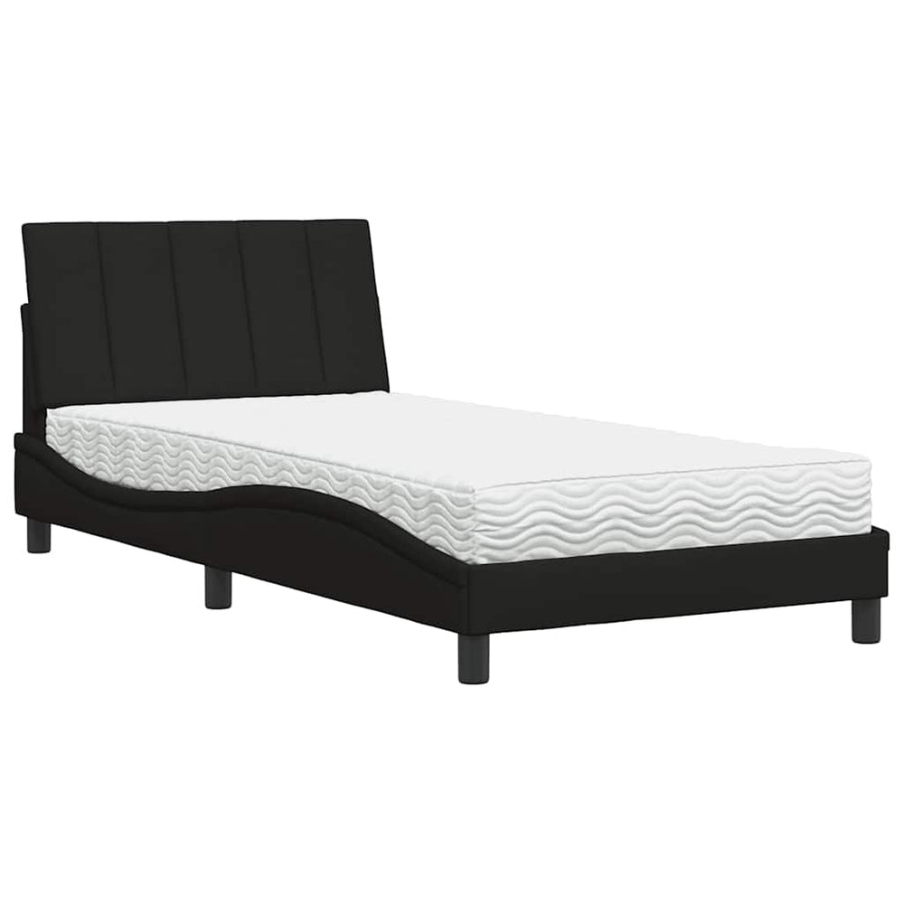 vidaXL Lit avec matelas "Hanko" Noir 100x200 cm Tissu