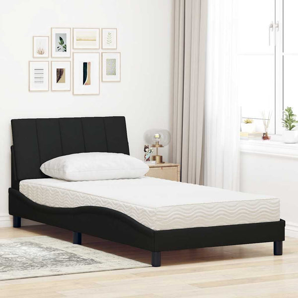 Bett mit Matratze Hanko Schwarz 100x200 cm