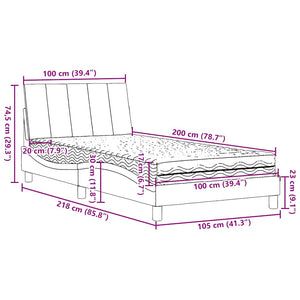 Bett mit Matratze Hanko Schwarz 100x200 cm