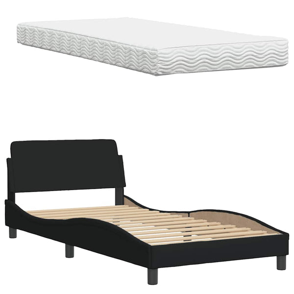 Bett mit Matratze Hanko Schwarz 100x200 cm