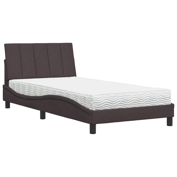 Bett mit Matratze Dunkelbraun 100x200 cm