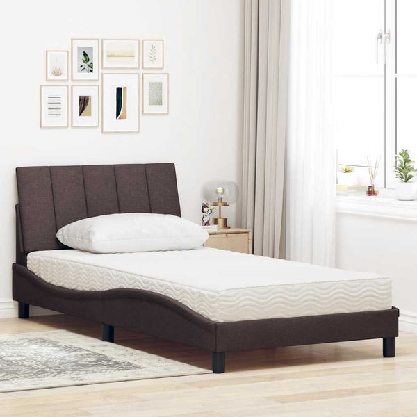 Bett mit Matratze Dunkelbraun 100x200 cm