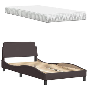 Bett mit Matratze Dunkelbraun 100x200 cm