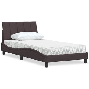 Bett mit Matratze Dunkelbraun 100x200 cm
