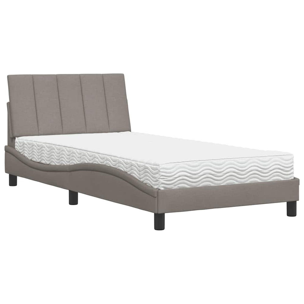 vidaXL Lit avec matelas « Hanko » taupe 100x200 cm tissu