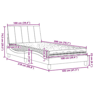Bett mit Matratze Hanko Taupe 100x200 cm