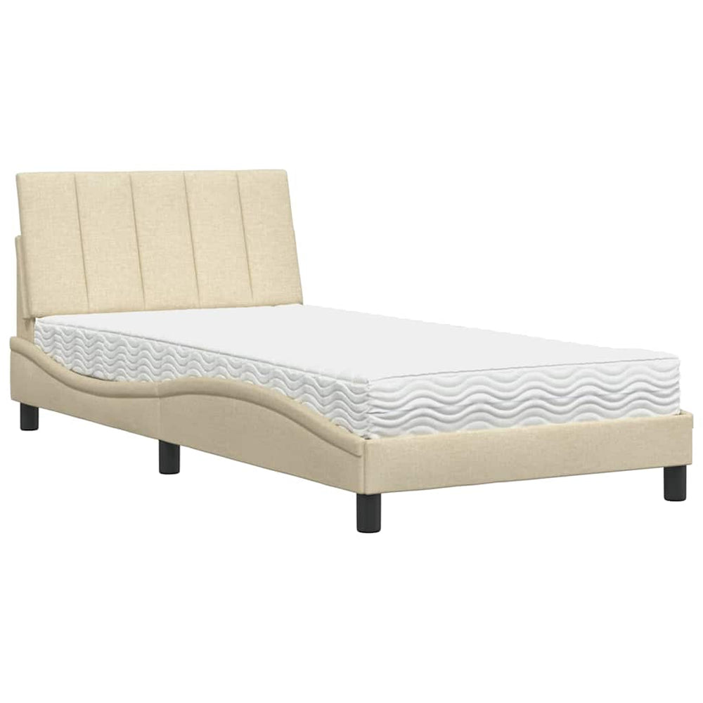 Bett mit Matratze Hanko Creme 100x200 cm
