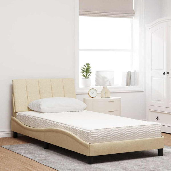 Bett mit Matratze Hanko Creme 100x200 cm