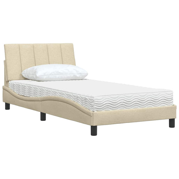 Bett mit Matratze Hanko Creme 100x200 cm