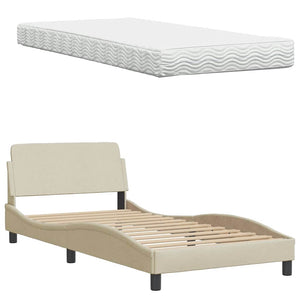 Bett mit Matratze Hanko Creme 100x200 cm
