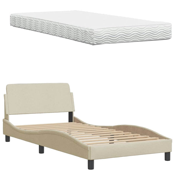 Bett mit Matratze Hanko Creme 100x200 cm
