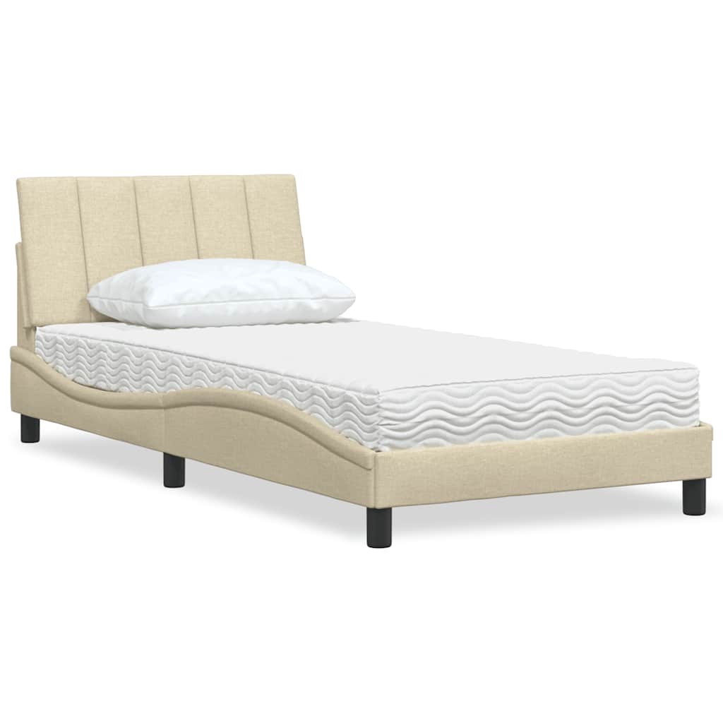 Bett mit Matratze Hanko Creme 100x200 cm