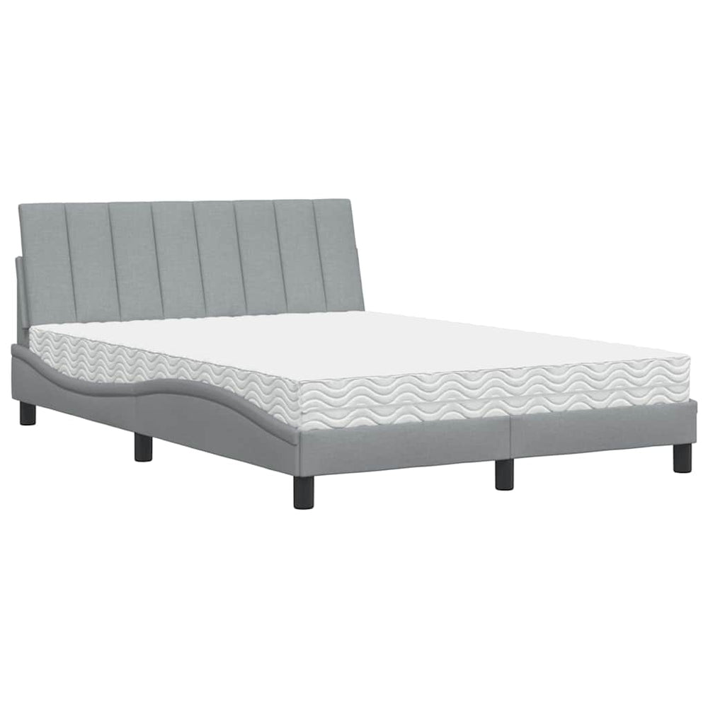 vidaXL Lit avec matelas « Hanko » Gris clair 120x200 cm Tissu