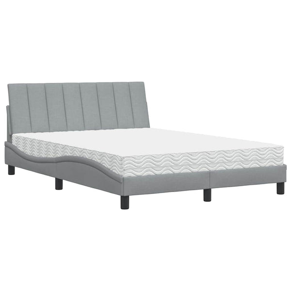 vidaXL Lit avec matelas « Hanko » Gris clair 120x200 cm Tissu