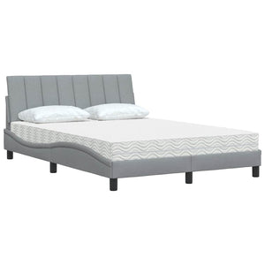 vidaXL Lit avec matelas « Hanko » Gris clair 120x200 cm Tissu