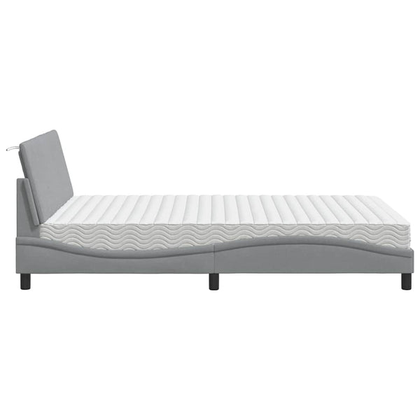 vidaXL Lit avec matelas « Hanko » Gris clair 120x200 cm Tissu