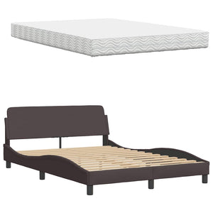 Bett mit Matratze Dunkelbraun 120x200 cm