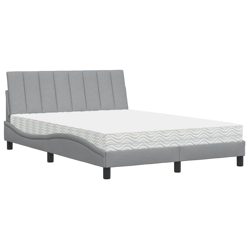 vidaXL Lit avec matelas « Hanko » Gris clair 140x190 cm Tissu