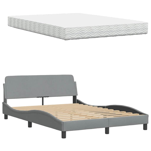 Bett mit Matratze Hanko Hellgrau 140x190 cm