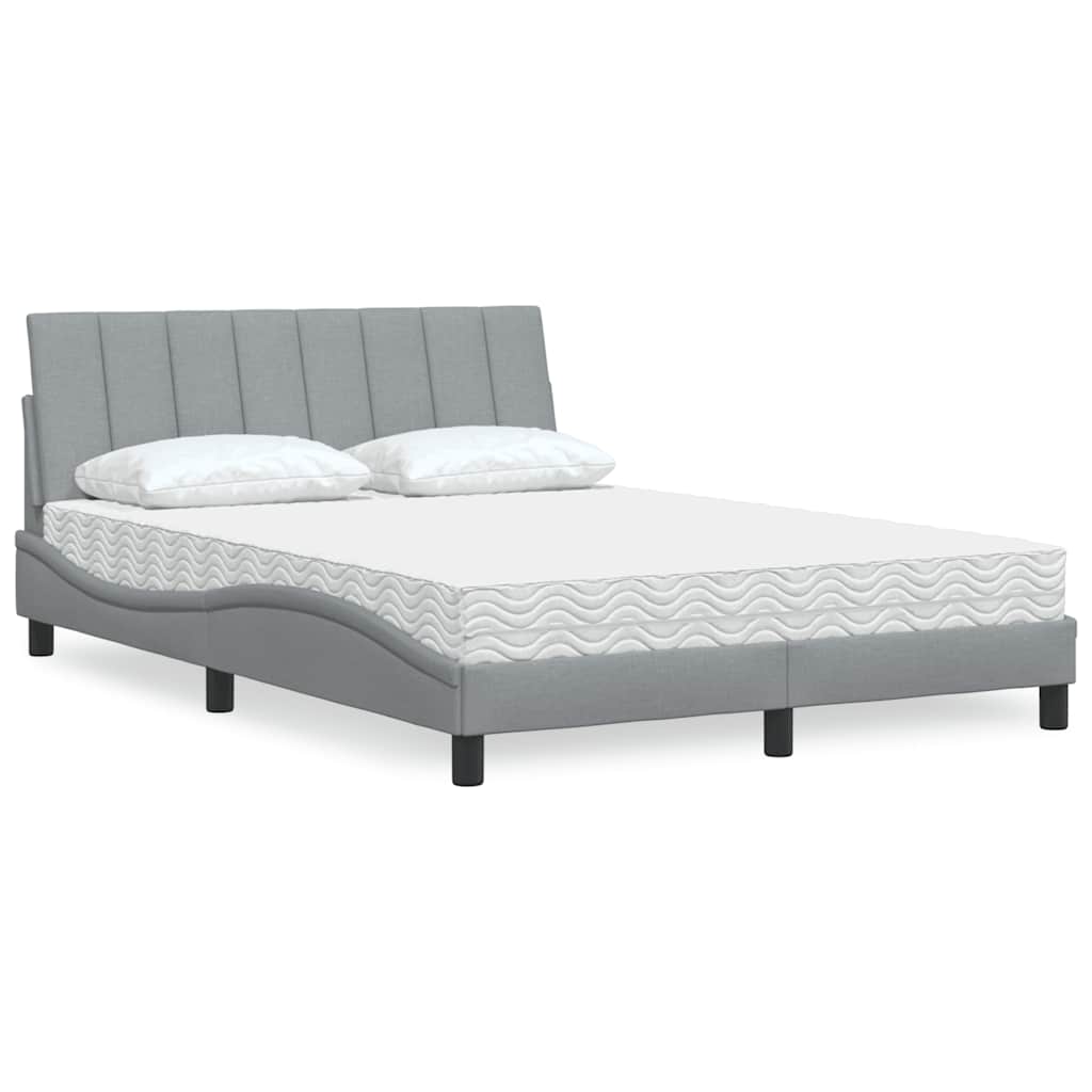 Bett mit Matratze Hanko Hellgrau 140x190 cm