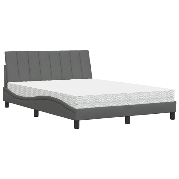 Bett mit Matratze Hanko Dunkelgrau 140x190 cm