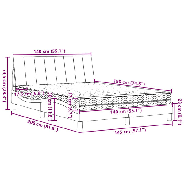 Bett mit Matratze Hanko Dunkelgrau 140x190 cm