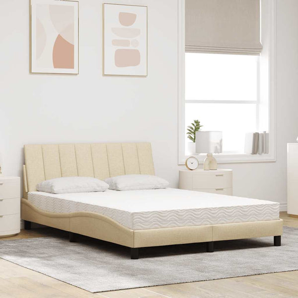 Bett mit Matratze Hanko Creme 140x190 cm