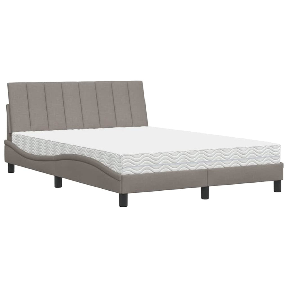vidaXL Lit avec matelas « Hanko » Taupe 140x200 cm Tissu