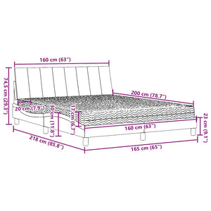 vidaXL Lit avec matelas "Hanko" gris clair 160x200 cm tissu