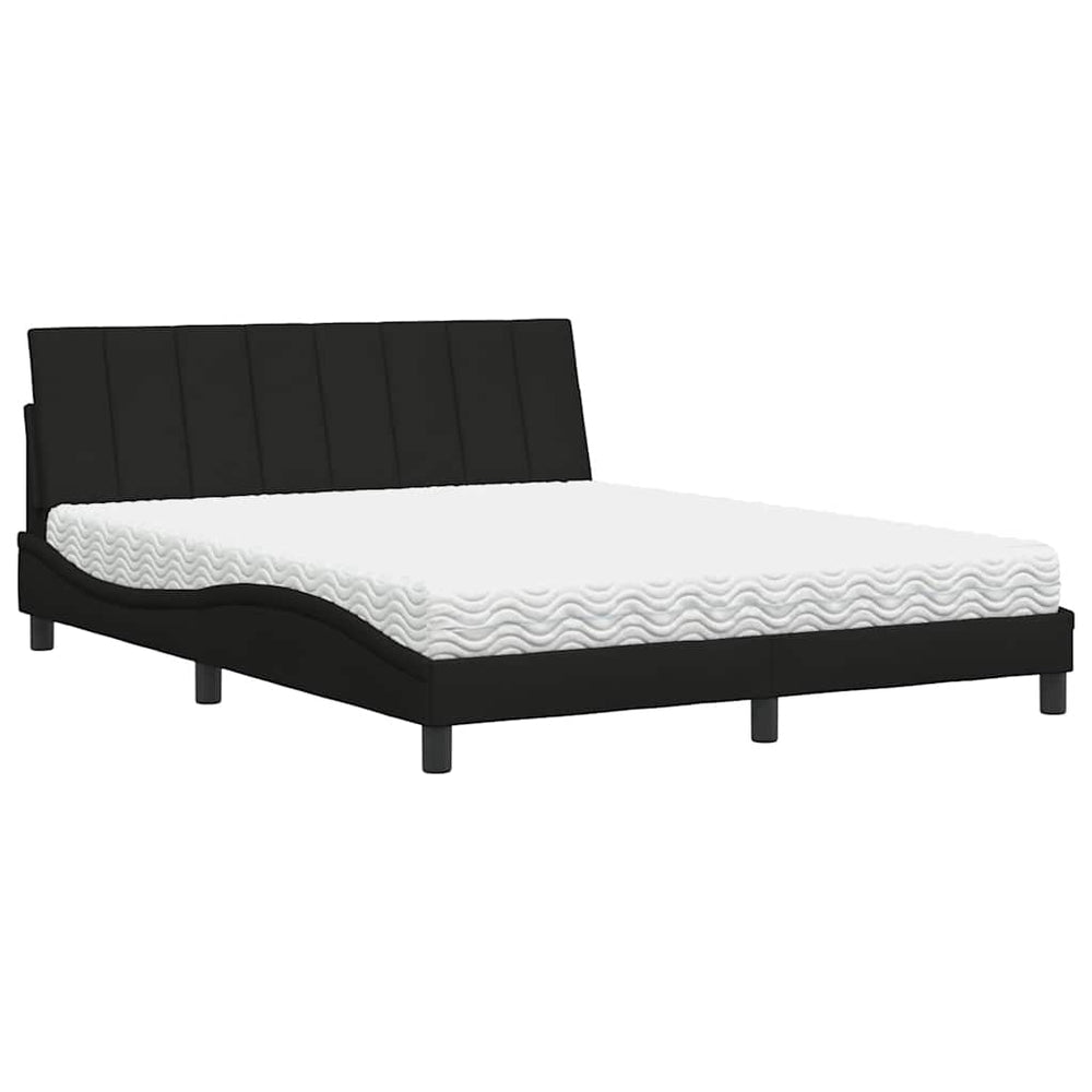 vidaXL Lit avec matelas « Hanko » noir 160x200 cm tissu