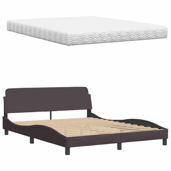 Bett mit Matratze Hanko Dunkelbraun 160x200 cm