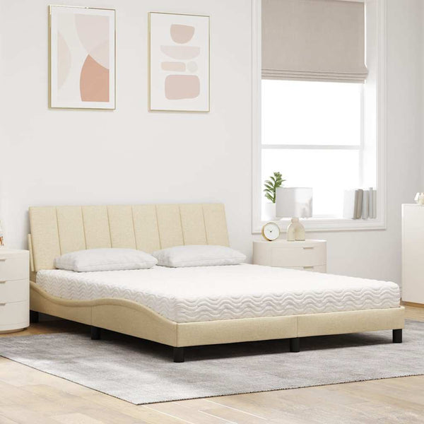 Bett mit Matratze Creme 160x200 cm