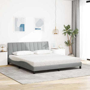 vidaXL Lit avec matelas "Hanko" gris clair 180x200 cm tissu