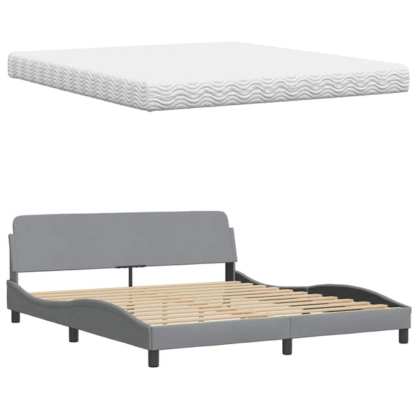 vidaXL Lit avec matelas "Hanko" gris clair 180x200 cm tissu