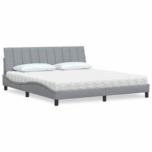 vidaXL Lit avec matelas "Hanko" gris clair 180x200 cm tissu
