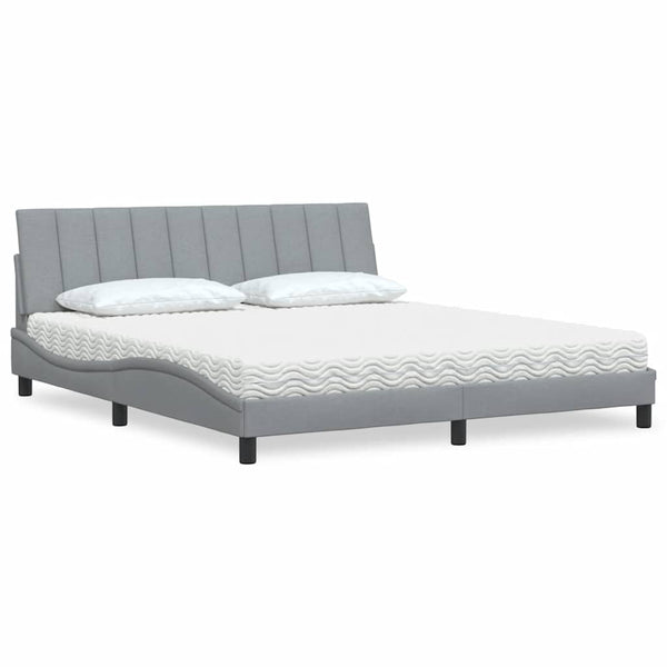 vidaXL Lit avec matelas "Hanko" gris clair 180x200 cm tissu