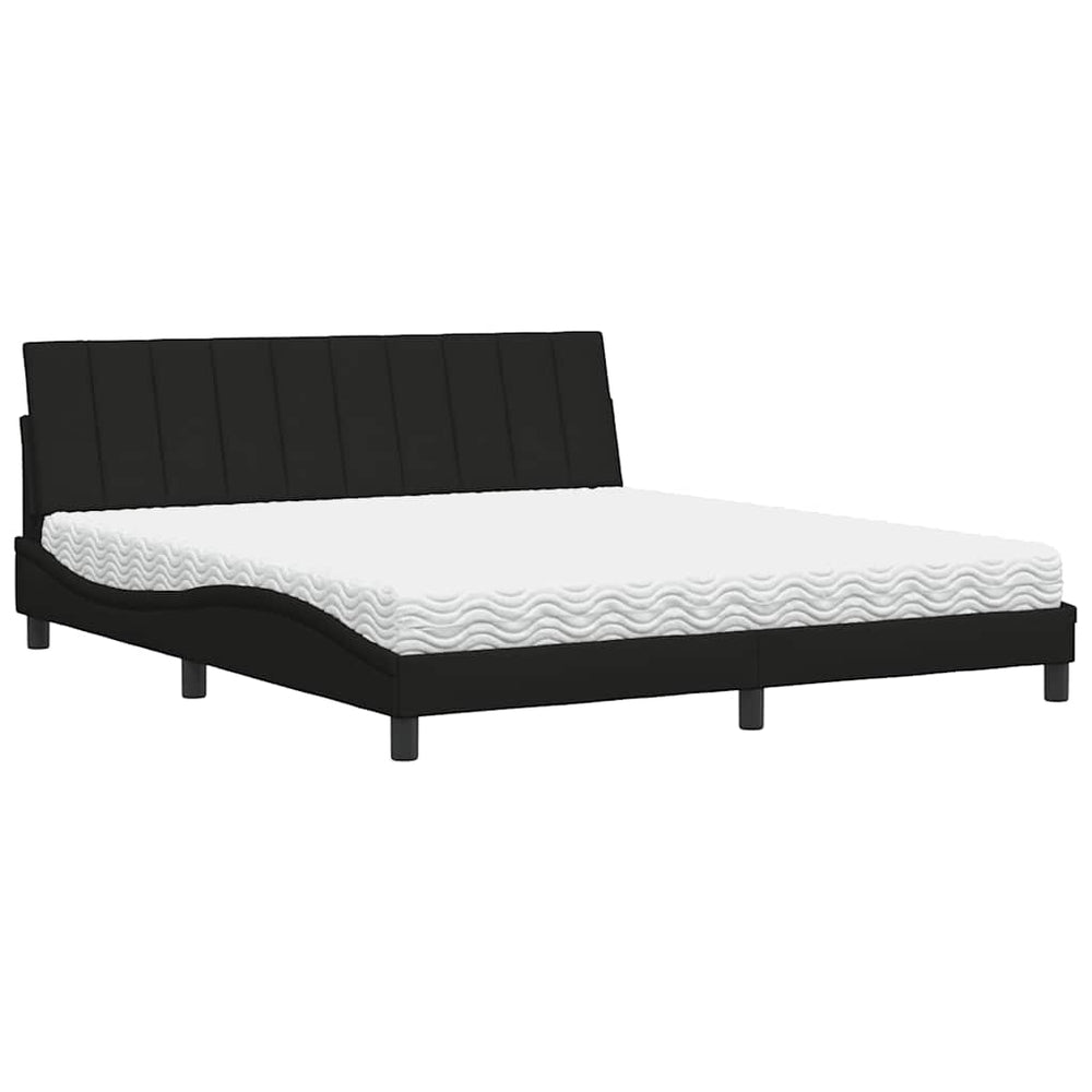 vidaXL Lit avec matelas "Hanko" Noir 180x200 cm Tissu