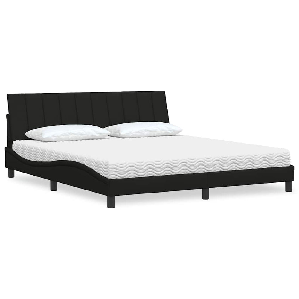 vidaXL Lit avec matelas "Hanko" Noir 180x200 cm Tissu