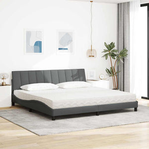 vidaXL Lit avec matelas "Hanko" gris clair 200x200 cm Tissu