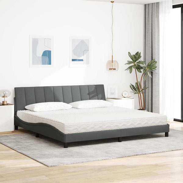vidaXL Lit avec matelas "Hanko" gris clair 200x200 cm Tissu