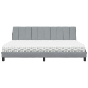vidaXL Lit avec matelas "Hanko" gris clair 200x200 cm Tissu