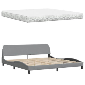 vidaXL Lit avec matelas "Hanko" gris clair 200x200 cm Tissu