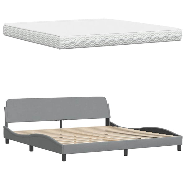 vidaXL Lit avec matelas "Hanko" gris clair 200x200 cm Tissu