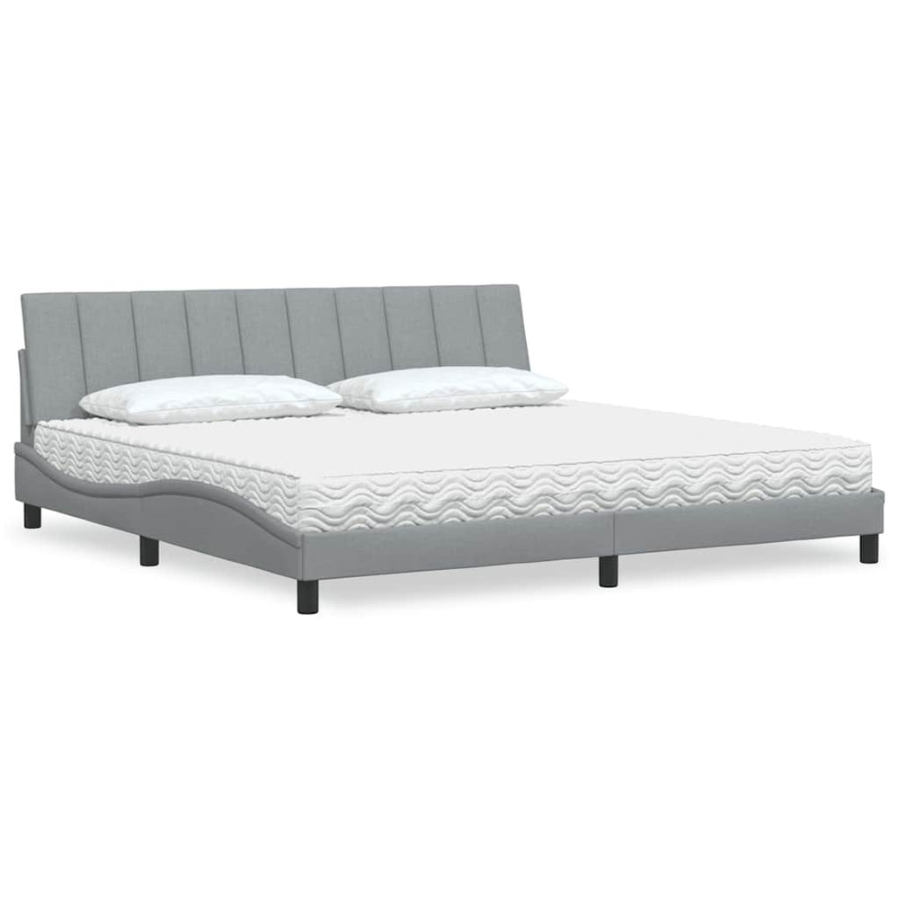 vidaXL Lit avec matelas "Hanko" gris clair 200x200 cm Tissu
