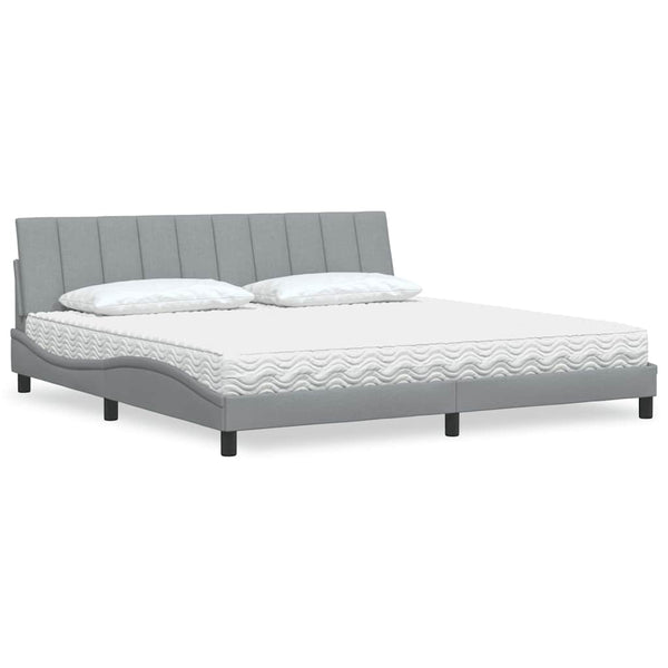 vidaXL Lit avec matelas "Hanko" gris clair 200x200 cm Tissu