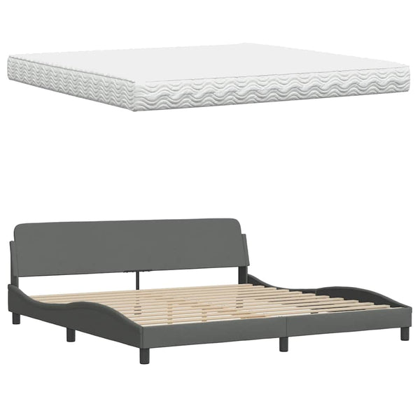 Bett mit Matratze Hanko Dunkelgrau 200x200 cm