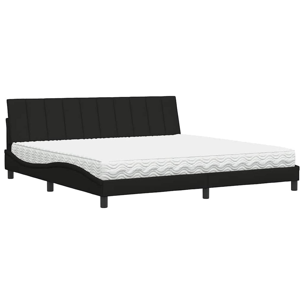 vidaXL Lit avec matelas « Hanko » noir 200 x 200 cm tissu