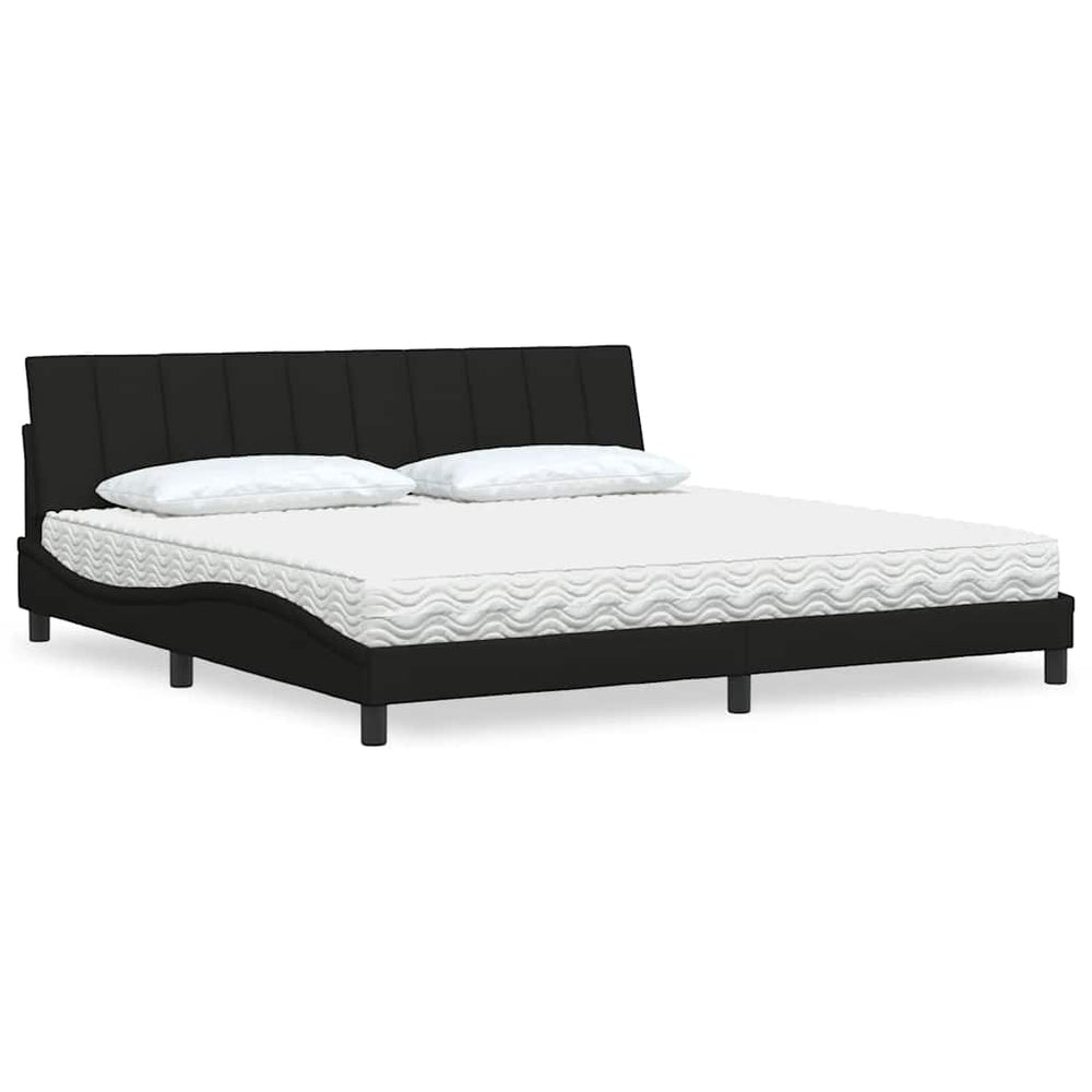 vidaXL Lit avec matelas « Hanko » noir 200 x 200 cm tissu