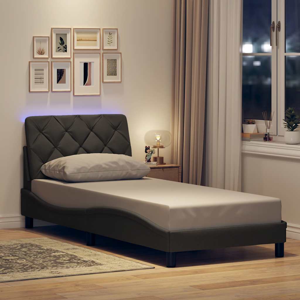 Bettgestell mit LED Dunkelgrau 80x200 cm